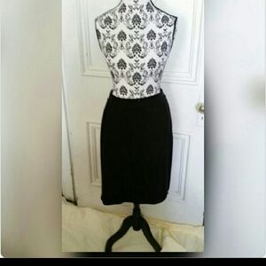 *Talbots Petite Black Skirt w/Faux Leather Trim